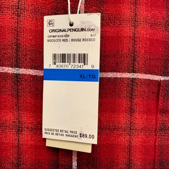 Penguin Long Sleeve Red Plaid Button Up Shirt XL - Picture 5 of 8